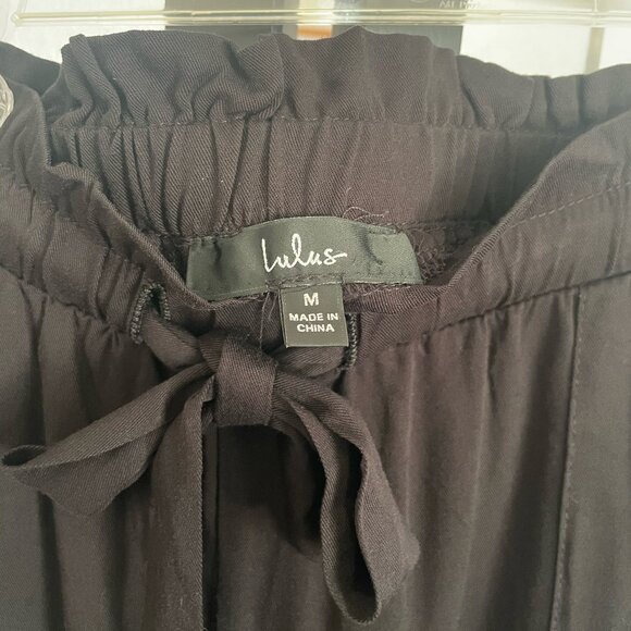 Lulus Draw String Casual Black Pants - Picture 4 of 7